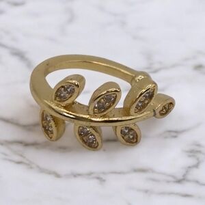 Melania Clara Gold Pave Crystal Leaf Ear Cuff